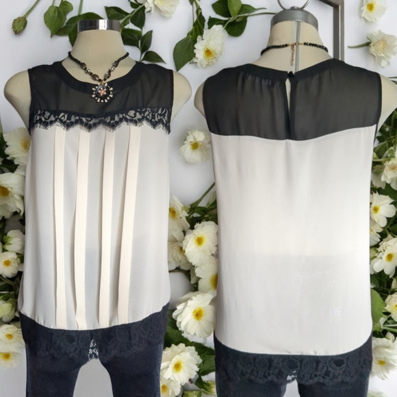 DOROTHY PERKINS Luxury Beige and Black Chiffon Sleeveless Blouse Size 14 - Picture 7 of 16